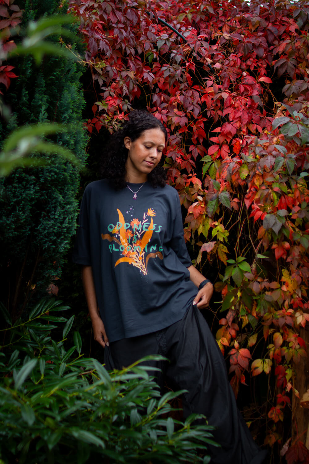 Oddness is blooming, oversized collaboration T-shirt with Ode to Them