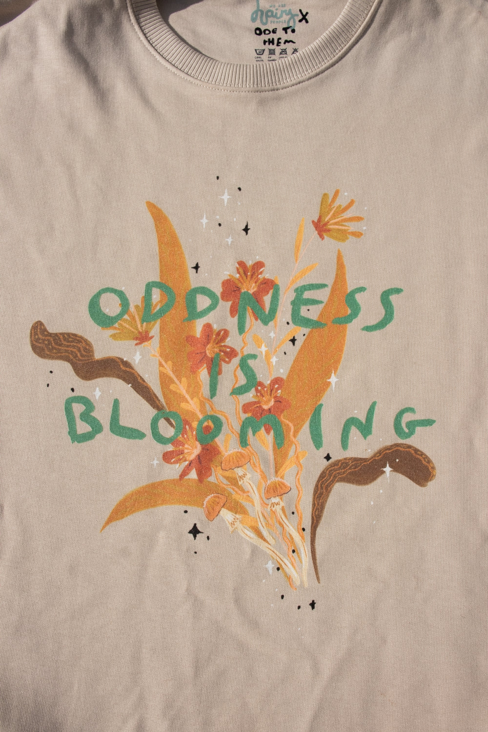 Oddness is blooming, Oversized collaboration Sweatshirt with Ode to Them