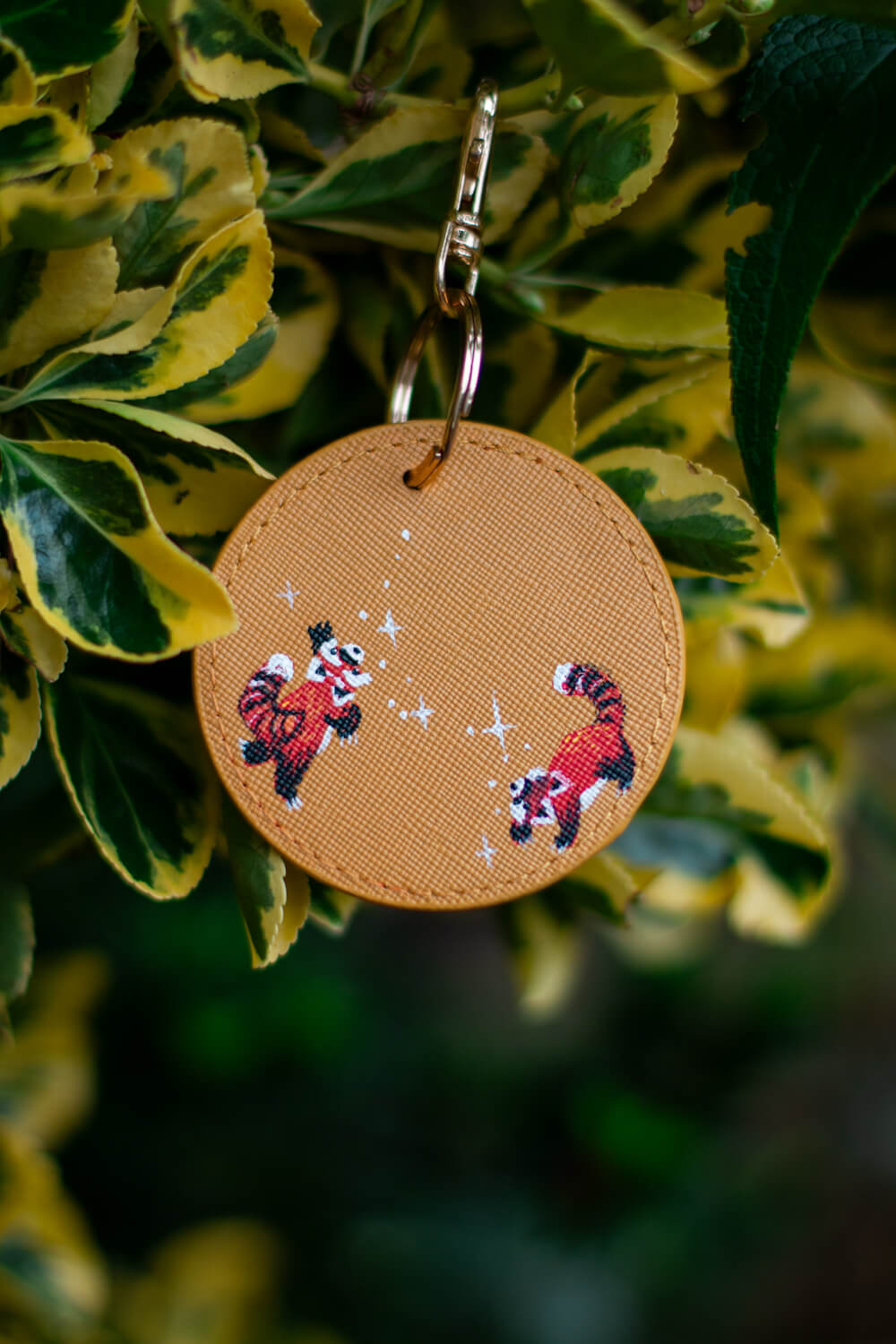 Personalisable Hand Painted Key Ring- Red pandas