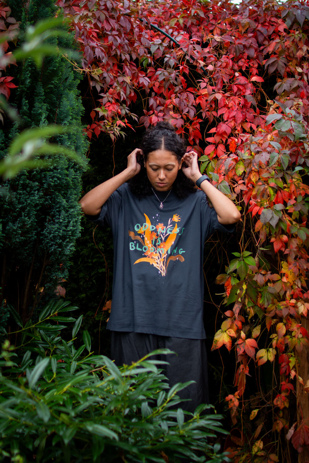 Oddness is blooming, oversized collaboration T-shirt with Ode to Them