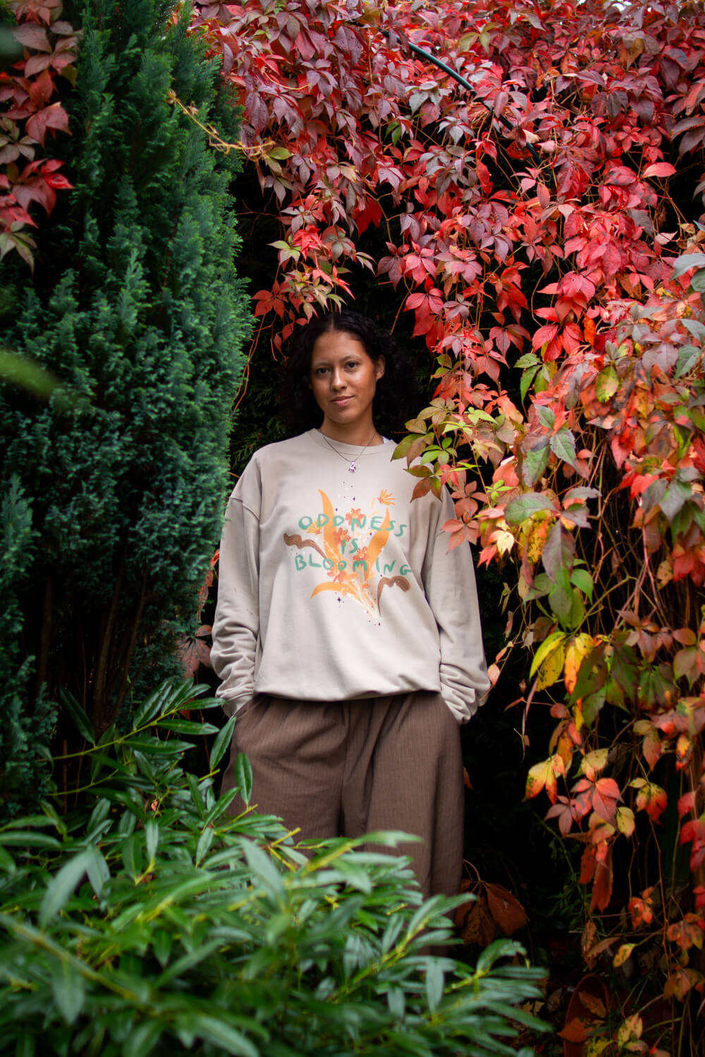 Oddness is blooming, Loose fit collaboration Sweatshirt with Ode to Them