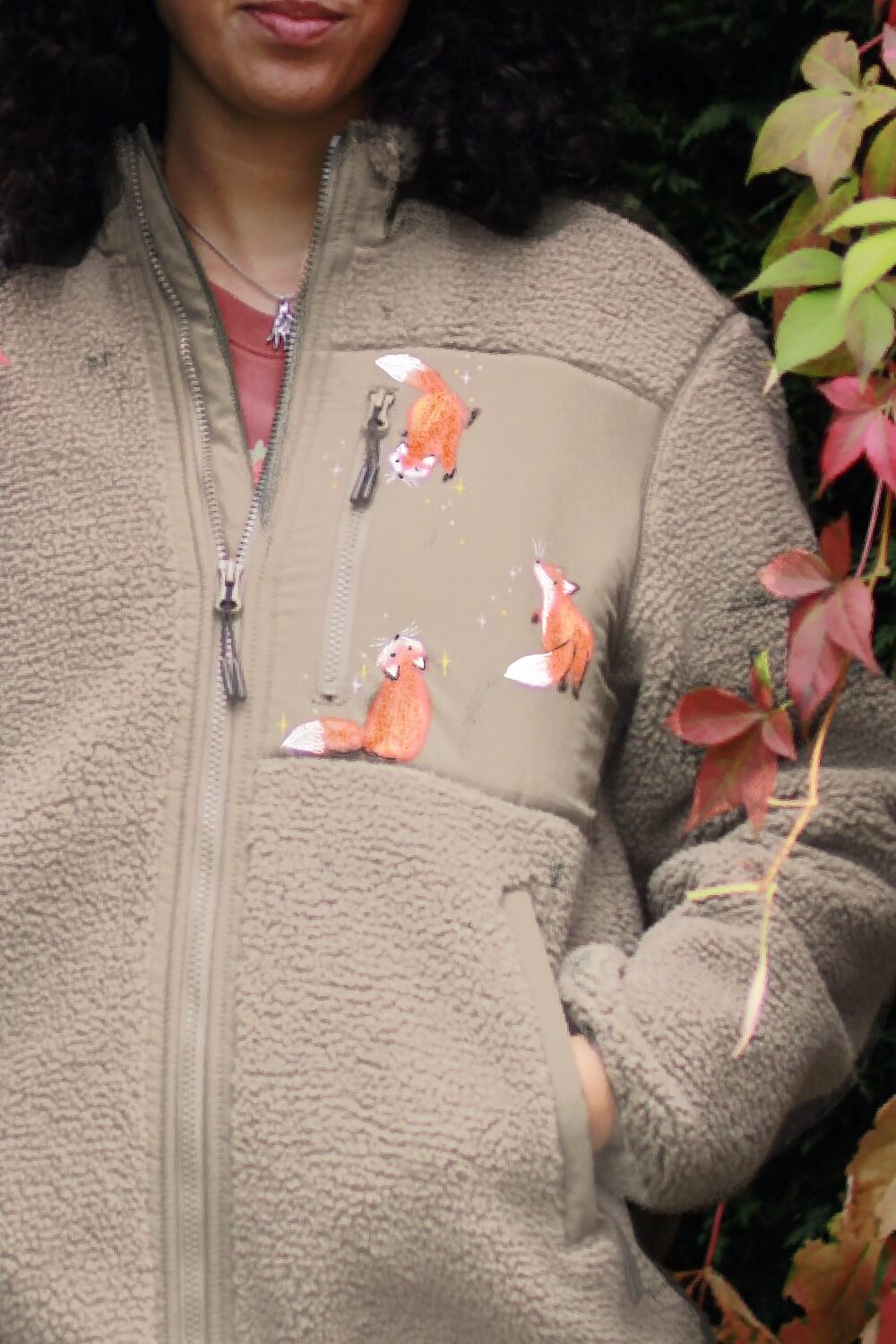 Hand Painted Foxes Zip Up fleece (Limited Edition)