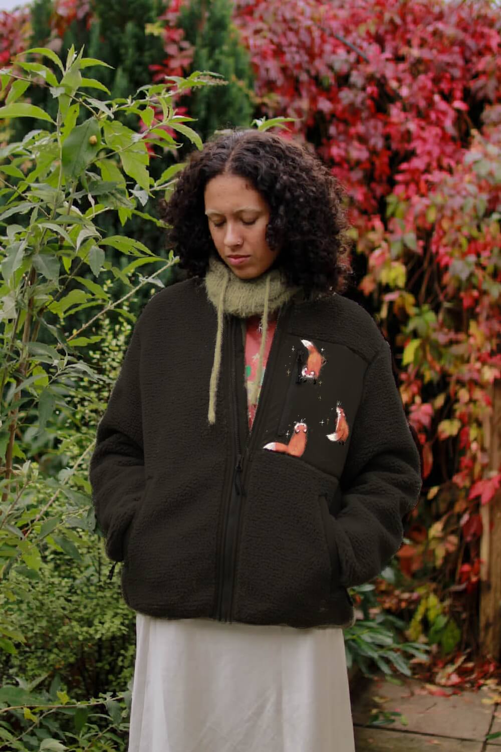 Hand Painted Foxes Zip Up fleece (Limited Edition)