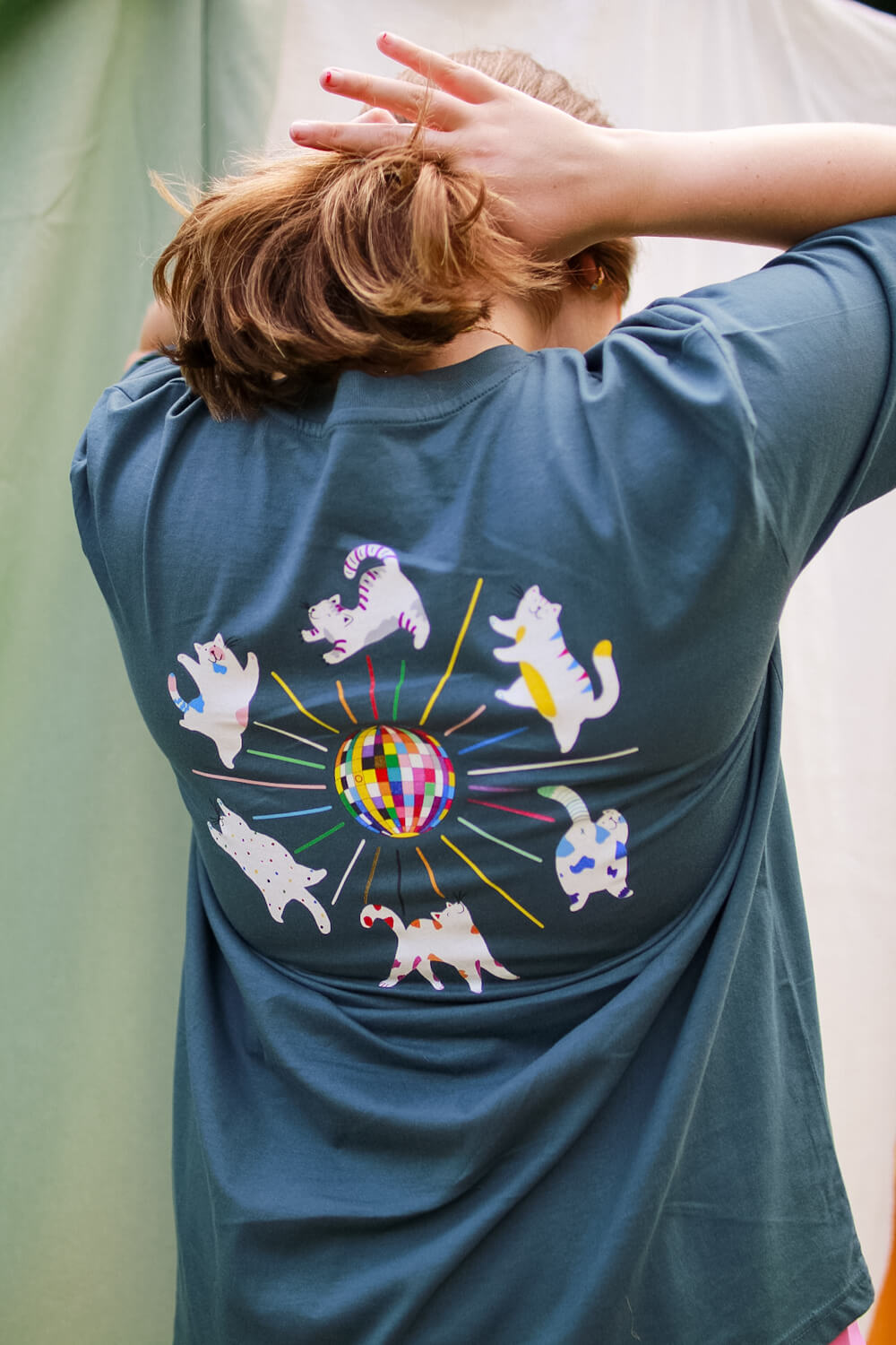 Pride Disco cats charity T-shirt, collaboration with Katie Budenberg