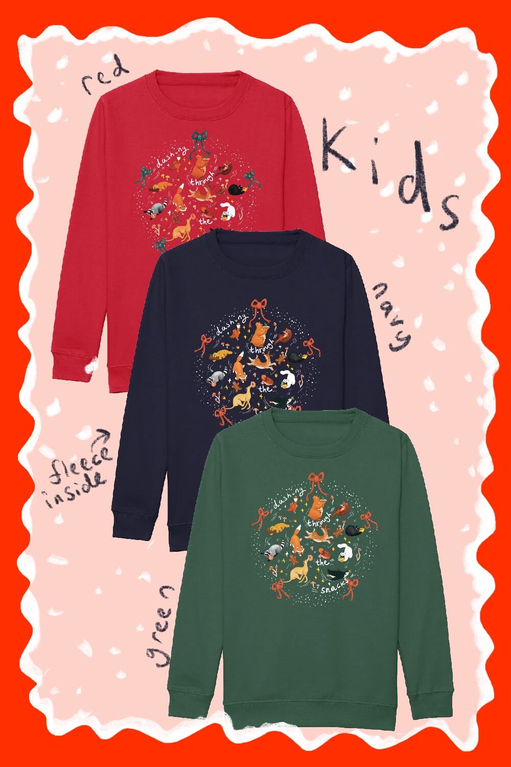 Dashing through the snacks Kids Christmas Sweater