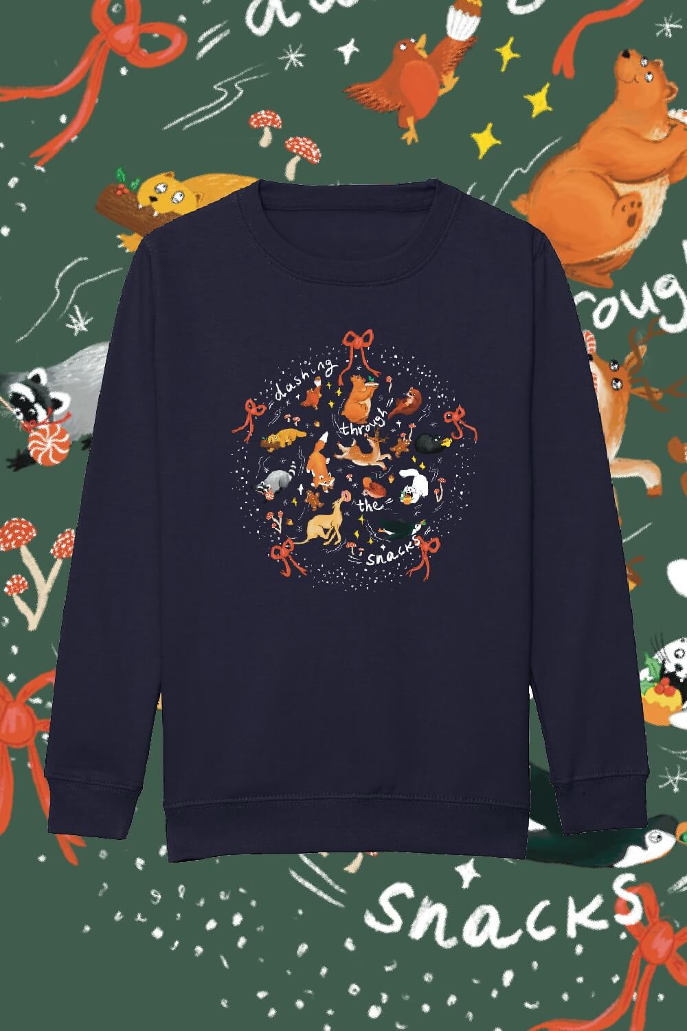 Dashing through the snacks Kids Christmas Sweater