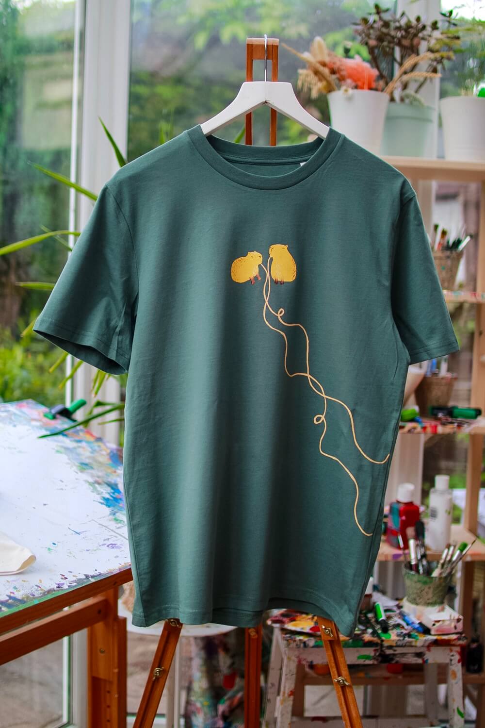 Hand Painted Capybaras Slurping spaghetti Limited Edition Painted Upcycle