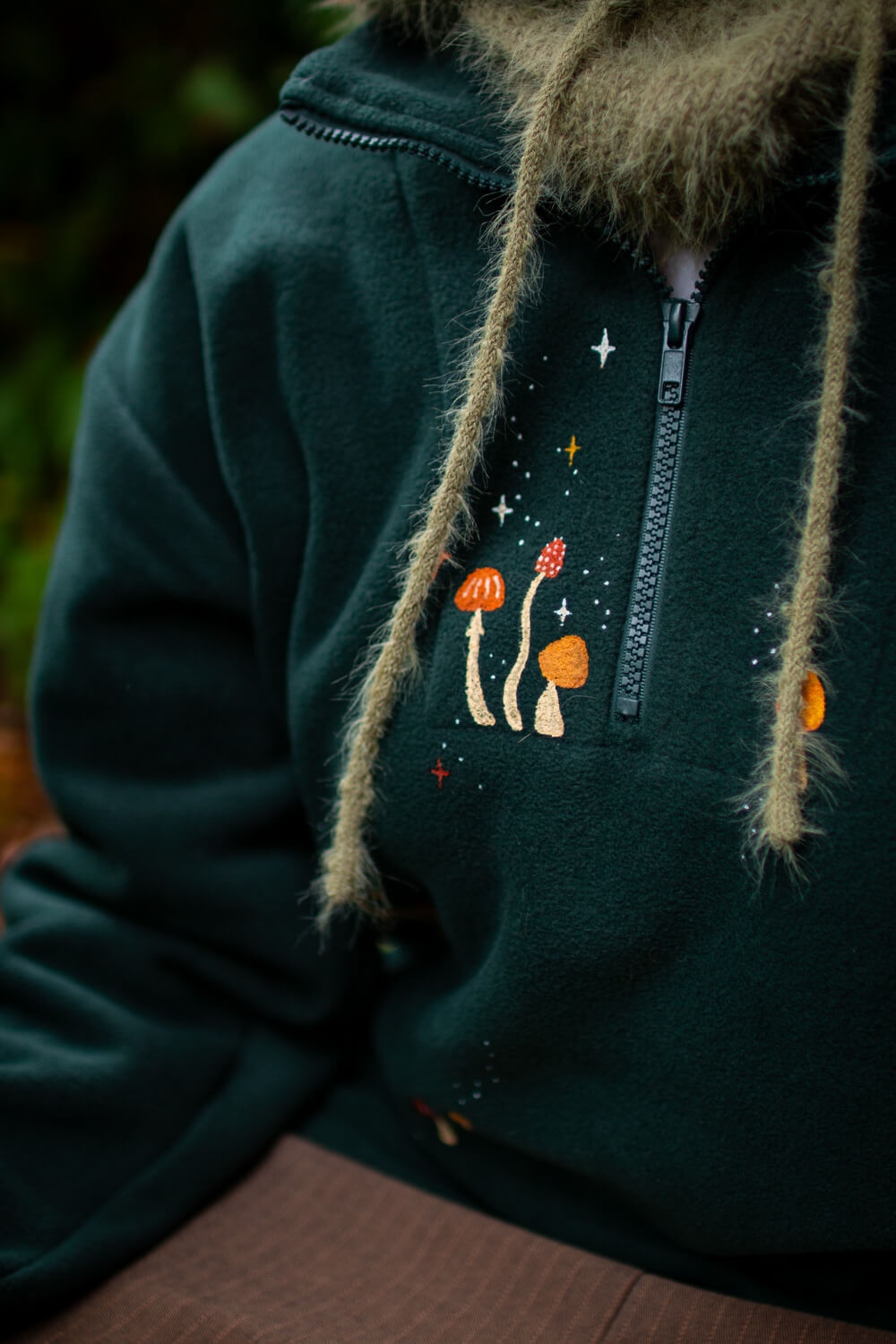 Hand Painted Mushroom 3/4 zip fleece (Limited Edition)